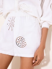 Lipsy White Broderie Shorts - Image 2 of 4