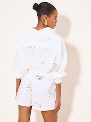 Lipsy White Broderie Shorts - Image 4 of 4