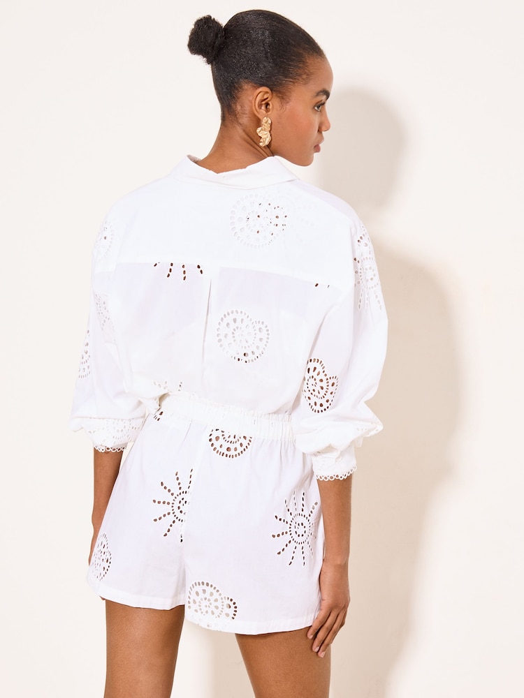 Lipsy White Broderie Shorts - Image 4 of 4