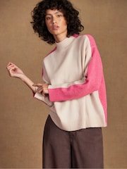 Ro&Zo Pink Colour Block Wool Jumper - Image 1 of 5