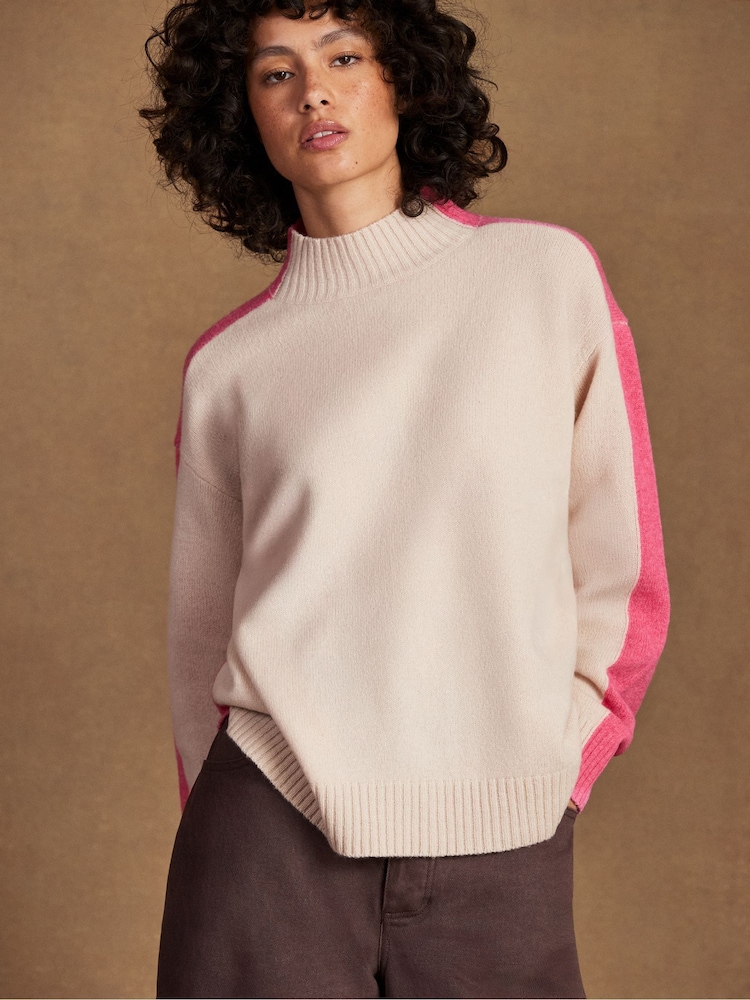 Ro&Zo Pink Colour Block Wool Jumper - Image 2 of 5