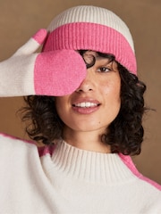 Ro&Zo Pink Colour Block Mittens With Cashmere - Image 1 of 3