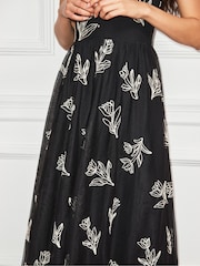 Ro&Zo Black Tallulah Embroidered Tulle Dress - Image 5 of 6