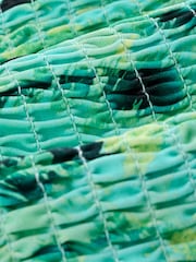 Aqua Green/Lime Animal Shirred Bandeau Bikini Top - Image 3 of 3