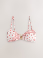 Cream/Pink Paisley Non Wired Bandeau Bikini Top - Image 6 of 8