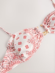 Cream/Pink Paisley Non Wired Bandeau Bikini Top - Image 7 of 8