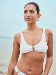 White Rib Hardware Crop Bikini Top - Image 1 of 4
