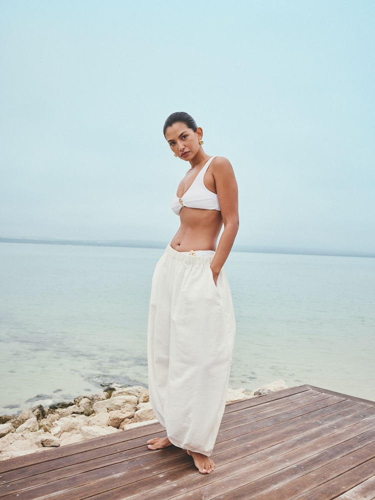 White Rib Hardware Crop Bikini Top - Image 4 of 4 White Rib Hardware Crop Bikini Top - Image 4 of 4
