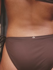 Chocolate Brown Tie Side Beaded Embellished Tie Side Bikini Bottoms - Image 4 of 7