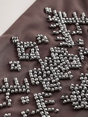 Chocolate Brown Tie Side Beaded Embellished Tie Side Bikini Bottoms - Image 5 of 7