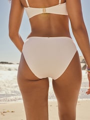 Cream/Pink Sequin Embellished High Leg Bikini Bottoms - Image 4 of 9
