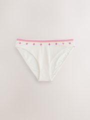 Cream/Pink Sequin Embellished High Leg Bikini Bottoms - Image 6 of 9
