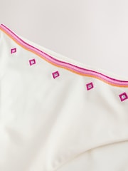 Cream/Pink Sequin Embellished High Leg Bikini Bottoms - Image 7 of 9