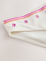 Cream/Pink Sequin Embellished High Leg Bikini Bottoms - Image 8 of 9