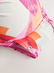 Pink/Orange Palm Padded Wired Plunge Bikini Top - Image 2 of 4