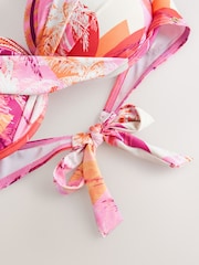 Pink/Orange Palm Padded Wired Plunge Bikini Top - Image 3 of 4