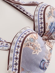 Cremefarvet/Blå Paisley - Bandeau Bikini top med tråd - Billede 8 af 10