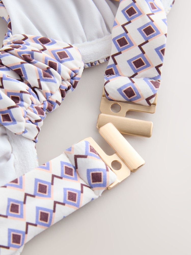 Cream Geometric Non Padded Underwired Bikini Top - Image 4 of 4