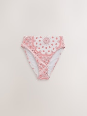Cream/Pink Paisley High Waist Belted Bikini Bottom - Image 5 of 7
