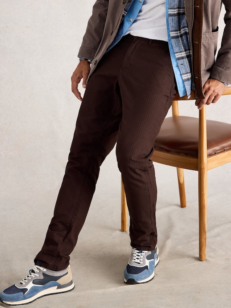 White Stuff Brown Pinstripe Drawstring Chinos - Image 1 of 6