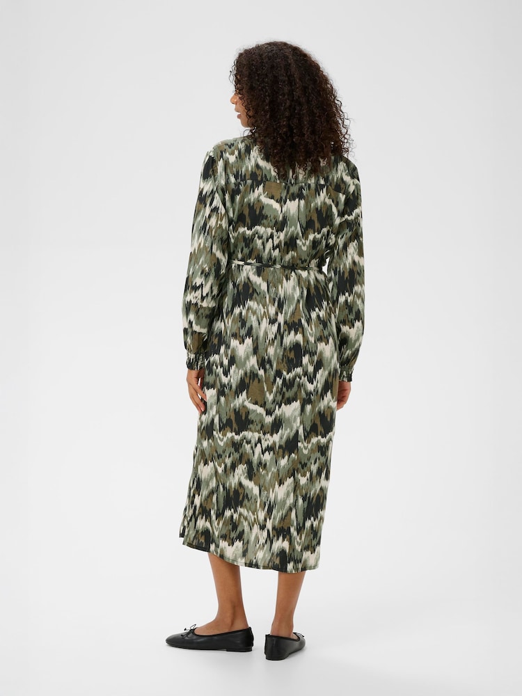 Kaffe Green KAkia Long Sleeve Shirt Dress - Image 2 of 5