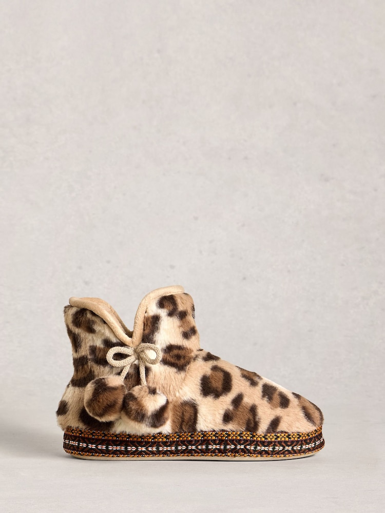 White Stuff Animal Faux Fur Bootie Slippers - Image 1 of 4 White Stuff Animal Faux Fur Bootie Slippers - Image 1 of 4