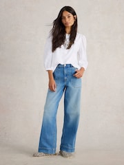 White Stuff Blue Tia Wide Leg Jeans - Image 3 of 6