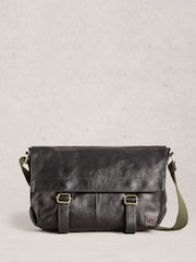 White Stuff Black Teddy Leather Messenger Bag - Image 1 of 4