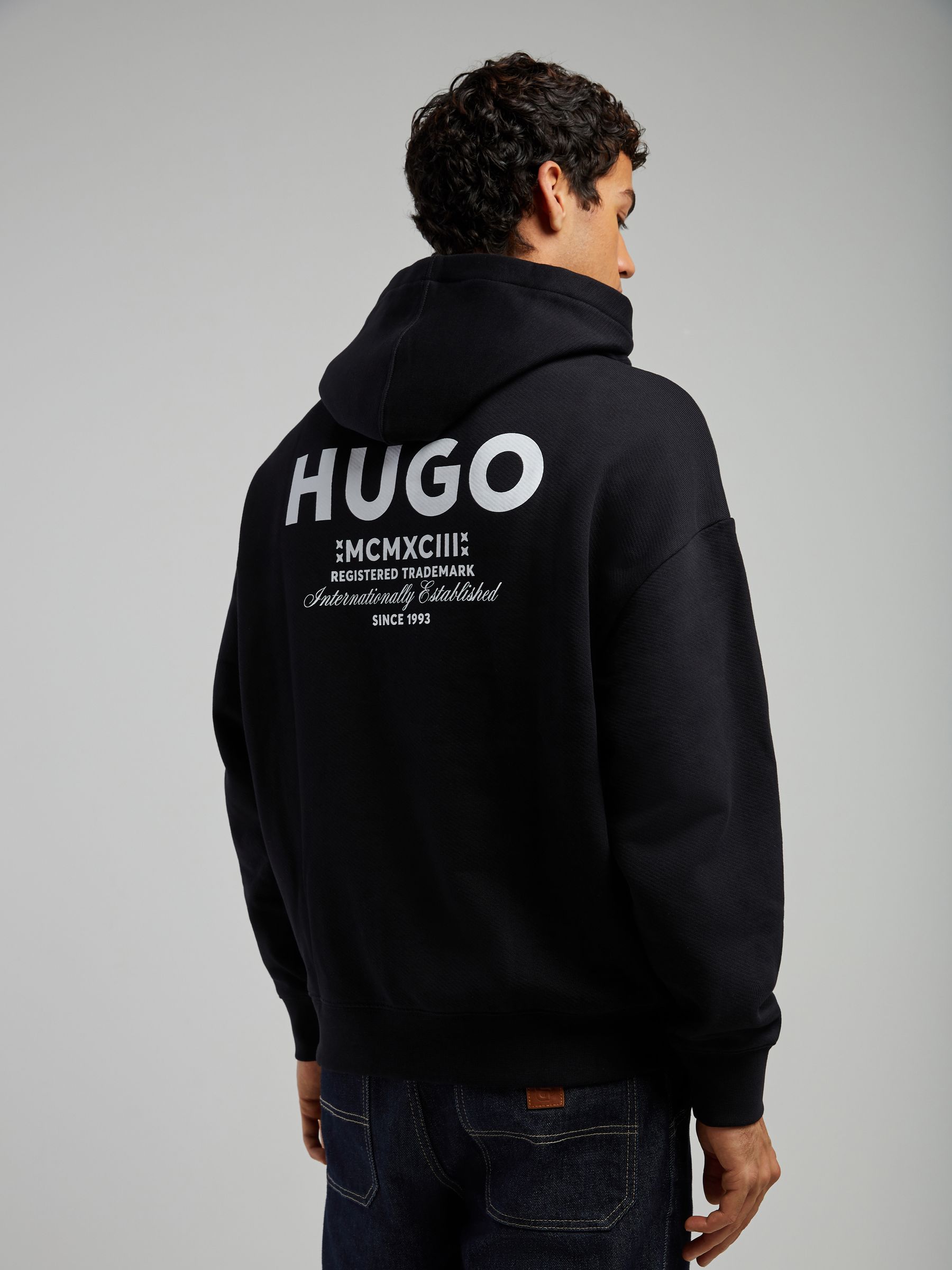 Buy HUGO Black Back Graphic Hoodie from Next USA