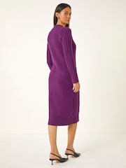 Roman Purple Cable Knit Midi Jumper Dress - Image 3 of 5