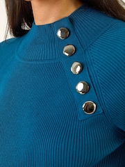 Roman Blue Button Detail Ribbed Jumper - Image 5 of 5