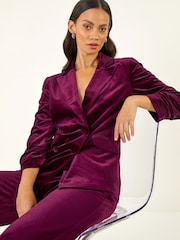 Roman Red Double Breasted Velvet Blazer - Image 1 of 5