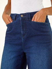 Roman Blue Denim Stretch Wide Leg Denim Trousers - Image 5 of 5