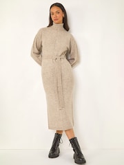 Roman Natural Belted Knit Midi Dress - Image 1 of 5