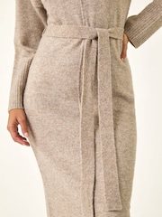 Roman Natural Belted Knit Midi Dress - Image 5 of 5