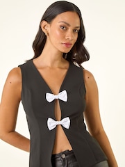 Roman Black Bow Detail Waistcoat - Image 4 of 5