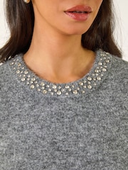 Roman Grey Diamante Jewelled Knit Jumper - Image 5 of 5