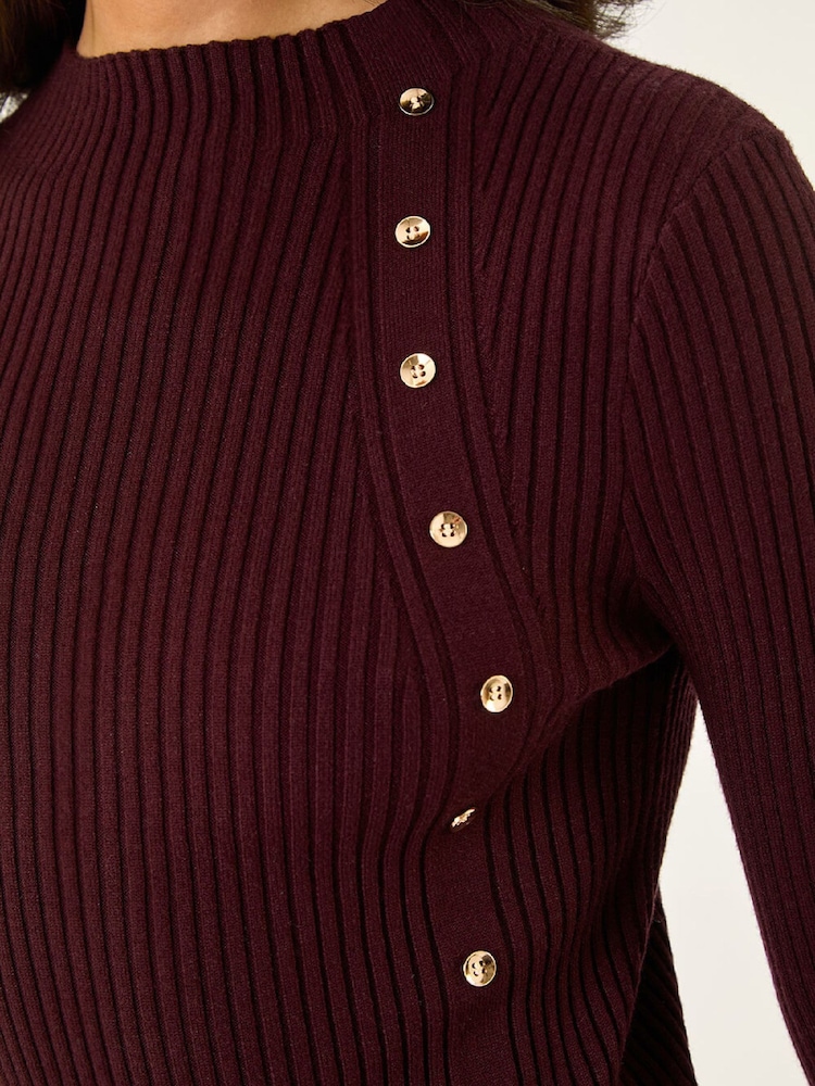Roman Purple Button Ribbed Jumper - Image 5 of 5 Roman Purple Button Ribbed Jumper - Image 5 of 5
