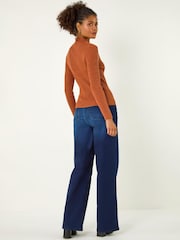 Roman Brown Button Ribbed Jumper - Image 4 of 5