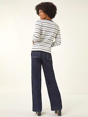 Roman Stripe Bow Detail Knit Jumper - صورة 3 من 5