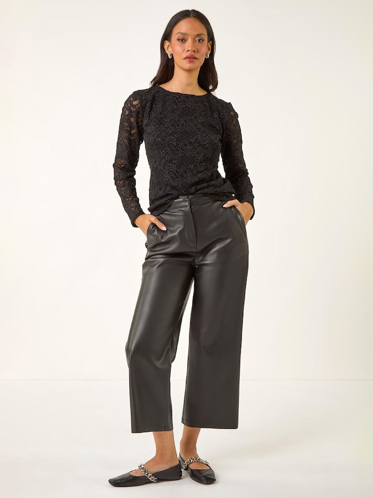 Roman Black Baroque Lace Stretch Blouse - Image 2 of 5 Roman Black Baroque Lace Stretch Blouse - Image 2 of 5