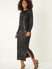 Negro - Roman Sequin Pencil Skirt - Imagen 2 de 5