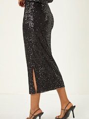 Negro - Roman Sequin Pencil Skirt - Imagen 4 de 5
