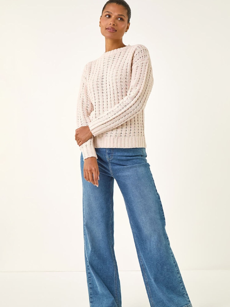 Roman White Textured Knit Jumper - Image 2 of 5 Roman White Textured Knit Jumper - Image 2 of 5