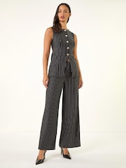 Roman Black Pinstripe Stretch Waistcoat - Image 2 of 5