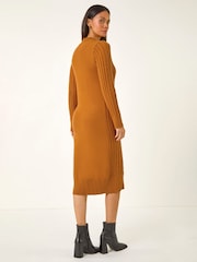 Roman Orange Cable Knit Midi Jumper Dress - Image 3 of 5