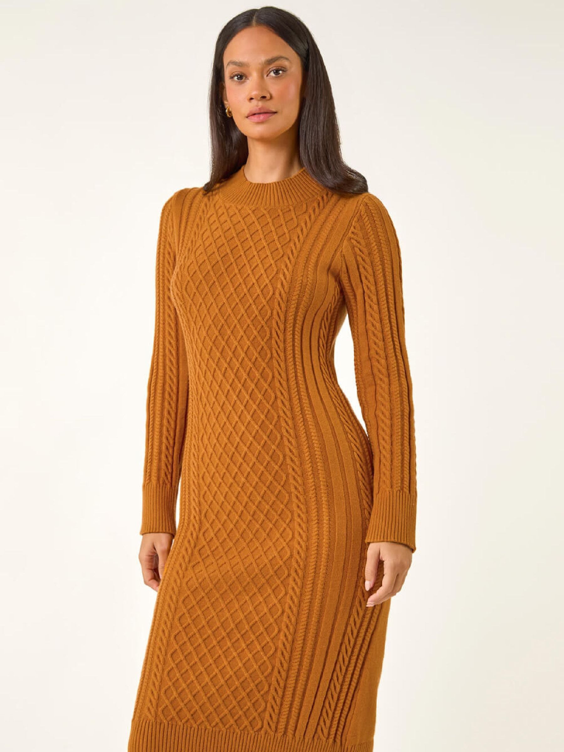 Buy Roman Orange Cable Knit Midi Jumper Dress from Next USA