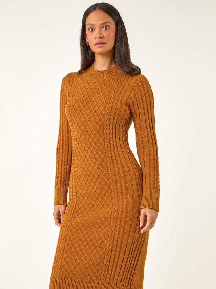 Buy Roman Orange Cable Knit Midi Jumper Dress from Next USA