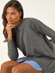 Roman Grey Mock Shirt Knitted Dress - Image 1 of 5