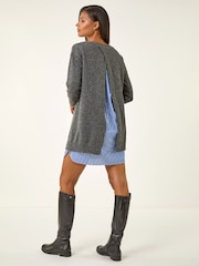 Roman Grey Mock Shirt Knitted Dress - Image 3 of 5